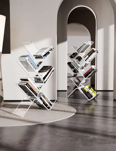 Miniatura 9 de Estantería de acrílico para árboles, moderna estantería transparente de pie, organizador de árboles, estante de almacenamiento decorativo
