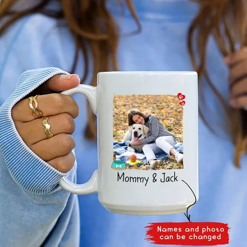 Miniatura 2 de Taza de café con imagen de perro y mamá, taza de café de 11 onzas y 15 onzas, taza de café personalizada para mamá de perro, tazas para dueños