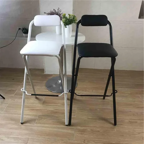 Miniatura 3 de Silla de bar plegable de 26 pulgadas, 28 pulgadas, 30 pulgadas, taburete de bar plegable con respaldo, taburete de bar de desayuno con placa