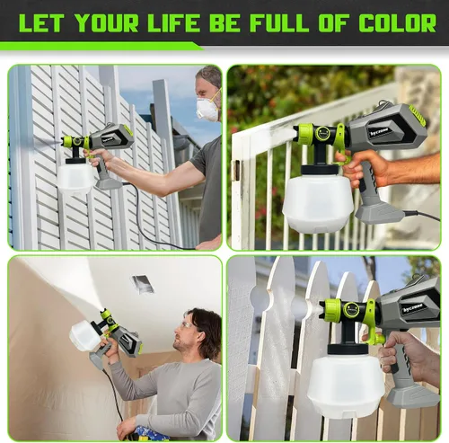 Miniatura 7 de Pulverizador de pintura para pintura de casa, 700 W de potencia de pintura y pulverizadores HVLP con 4 boquillas de cobre y 3 patrones