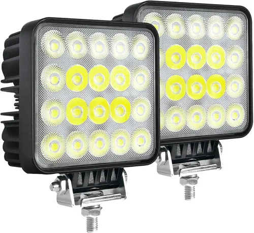 Paquete de 2 luces LED de trabajo súper brillantes de 60W, JASLITE 12v/24v 6000LM 4 pulgadas, faros antiniebla impermeables todoterreno para equipos