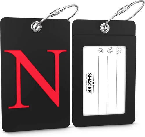 Miniatura 309 de Etiqueta de equipaje con inicial, totalmente flexible, con aro de acero inoxidable, letra G