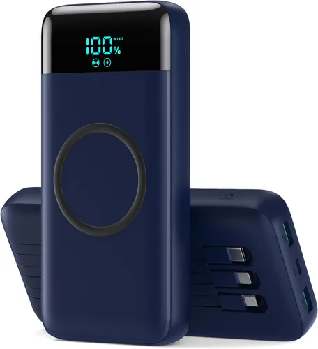 Miniatura 9 de Cargador portátil inalámbrico 30,800 mAh, 15 W de carga inalámbrica USB C, banco de energía con carga rápida de 25 W PD QC 4.0, 4 salidas, paquete