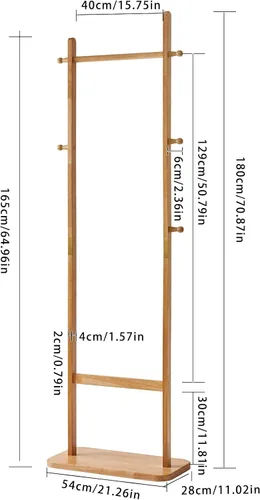 Miniatura 6 de Aibiju Perchero independiente, árbol de abrigo con 2 varillas principales y diseño estable, percheros para colgar abrigos, ropa, trajes, chaqueta