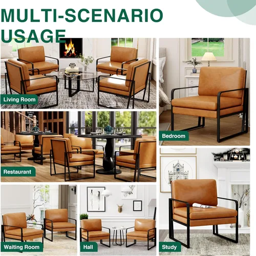 Miniatura 7 de ALISH Sillas de acento, sillón tapizado, sillas modernas de sala de estar, sillón de lino con brazos laterales, sillas de lectura con patas de metal