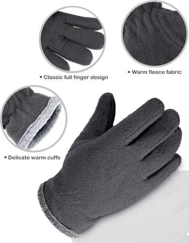 Miniatura 4 de SATINIOR 3 pares de guantes de forro polar para niños, guantes de invierno, guantes gruesos con forro cálido para niños y niñas