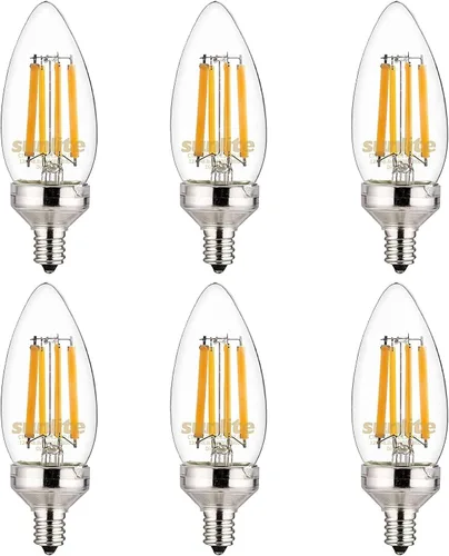 Miniatura 9 de Sunlite Bombilla LED Edison B11 40270 con punta de torpedo, 7.5 vatios (equivalente a 60 W), 810 lúmenes, base de candelabro E12, regulable