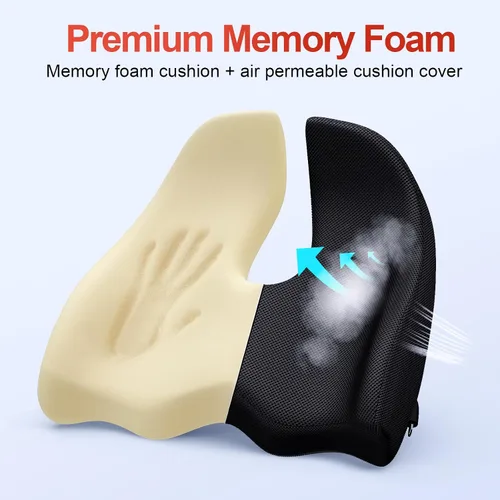 Miniatura 4 de Benazcap Cojín de asiento de espuma viscoelástica de tamaño mediano grande para silla de oficina, cojín ergonómico para alivio de presión, ciática