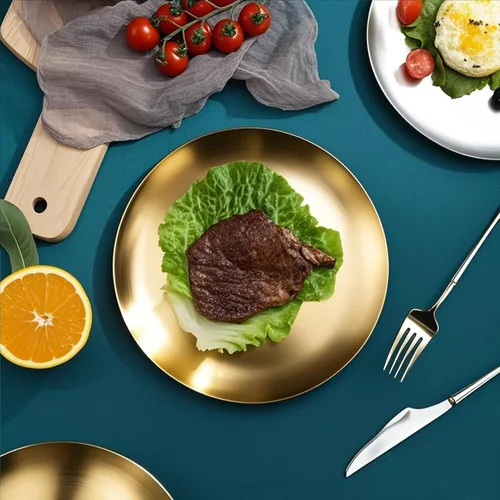 Miniatura 5 de Paoli Plato llano de acero inoxidable 18/8 para platos principales, carne a la parrilla, postre, ensalada y fruta, gran capacidad de 9 pulgadas