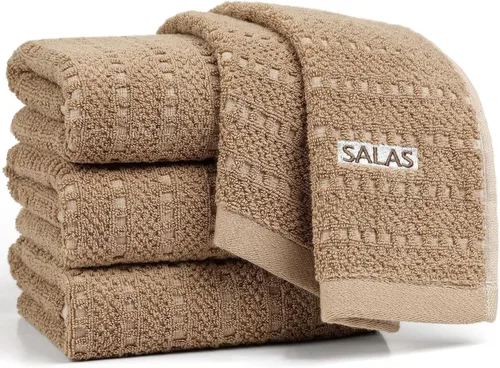 Miniatura 12 de SALAS Toallas de cocina para cocina, toallas de mano de algodón a granel, paños de cocina a cuadros de 390 GMS para secar platos con lazo para retro