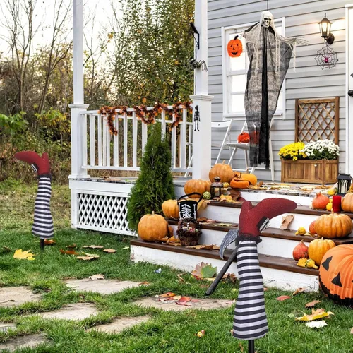 Miniatura 3 de Naysku 1 par de patas de bruja de Halloween de 18 pulgadas al revés para patas de bruja – Estacas de patas y pies de brujas, estacas de Halloween