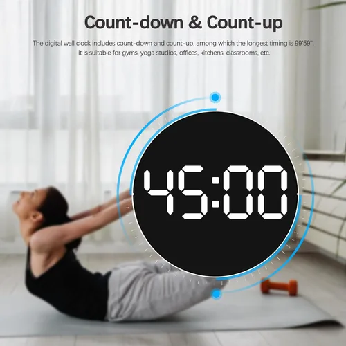 Miniatura 6 de JoFomp Reloj de pared digital grande de 10 pulgadas con control remoto, pantalla LED, reloj despertador digital enchufable, brillo automático, DST
