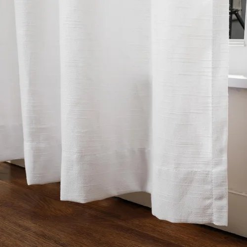 Miniatura 5 de TWOPAGES Cortina Blanca Plisada de Pinzas de 84 Pulgadas de Largo con Filtrado de Luz, Mezcla de Lino y Algodón con Forro para Sala de Estar