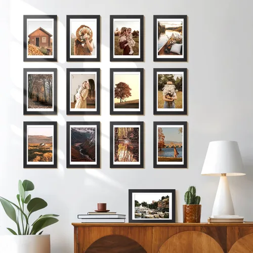 Miniatura 2 de HappyHapi Juego de 10 marcos de fotos de 4 x 6, fotos de mesa o pared de 3.5 x 5 con paspartú o 4 x 6 sin ellos, collage de múltiples marcos de Negro