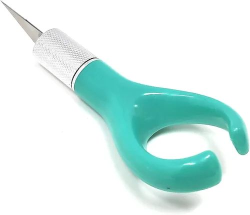 Excel Blades K71 - Cuchillo ergonómico de 7 pulgadas con lazo para el dedo, suministros de manualidades, cuchillo para álbumes de recortes y Verde
