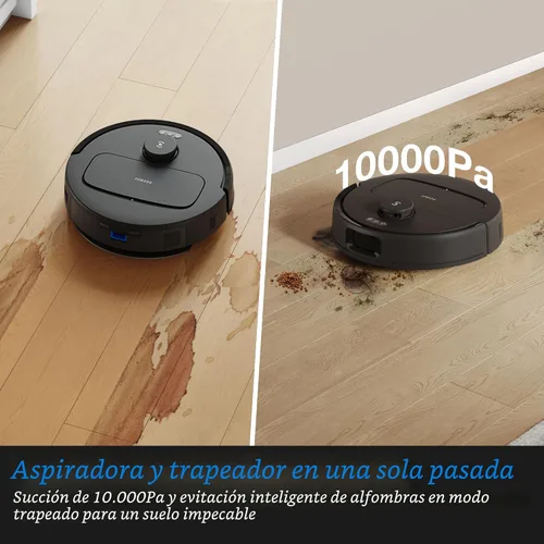 Miniatura 3 de ECOVACS DEEBOT N20e Plus Robot Aspiradora y Trapeadora, succión fuerte de 10000Pa, base de vaciado automático sin bolsa, rodillo sin enredos