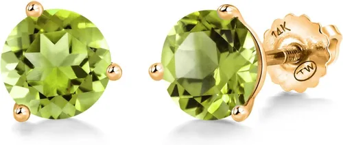 Miniatura 8 de Gem Stone King Aretes de Martini de oro amarillo de 14 quilates Aretes de tuerca de 3 puntas para mujeres y hombres Redondos de 0.236 pulgadas