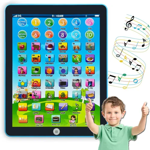 Tableta de aprendizaje para niños/Tableta interactiva para niños pequeños con juguetes de palabras, números, alfabetos, música, inglés, juguete