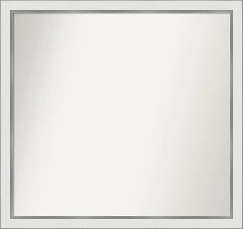 Miniatura 453 de Amanti Art Espejo de baño blanco para sobre el fregadero, 30 x 35 pulgadas, espejo de tocador rectangular estrecho de Eva de oro blanco, marco