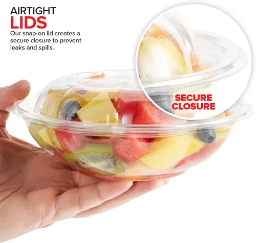 Miniatura 4 de Stock Your Home Cuencos de Ensalada de Plástico Transparente de 18 oz con Tapas Desechables (Paquete de 50) Mini Recipiente para Llevar con Tapa a