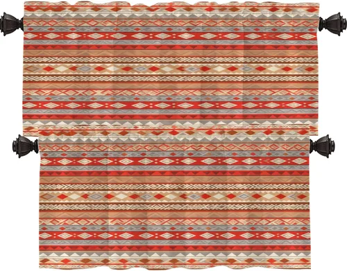 Miniatura 63 de Shrahala Cortinas de hojas de arce otoñales para ventanas de cocina, hojas rojas ardientes, fondo marrón, paneles de cortina de ventana de poliéster