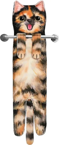 Miniatura 27 de Divertidas toallas de mano – Lindas toallas colgantes y toallas de cara para decoración de gatos, súper absorbentes, suaves, inauguración