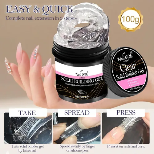 Miniatura 2 de NAILGIL - Gel 3D para arte de uñas, sin hemas, 3.53 oz de gel sólido constructor para esculpir las manos no pegajosas para extensiones, modelado