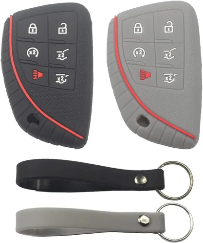 Miniatura 6 de 2 fundas para llavero con 6 botones compatibles con Chevrolet, 2 piezas negro