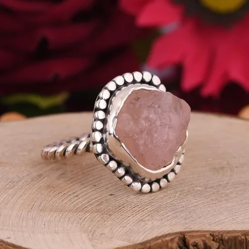 Miniatura 2 de Anillo trenzado de plata esterlina 925 con piedras preciosas crudas para mujer, joyería hecha a mano