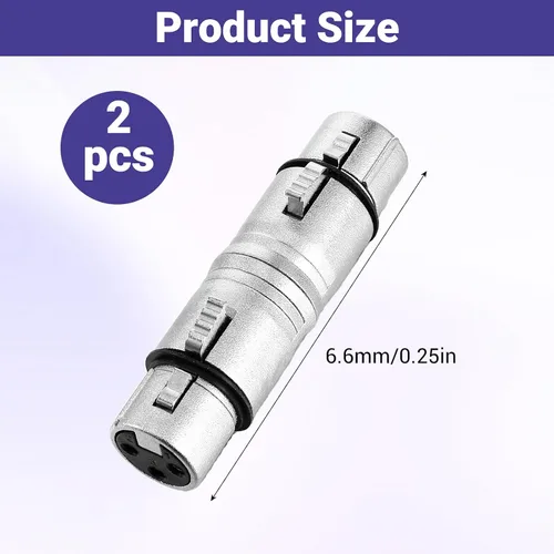 Miniatura 2 de Paquete de 2 adaptadores XLR hembra a hembra de 3 pines para micrófono cambiador de género XLR