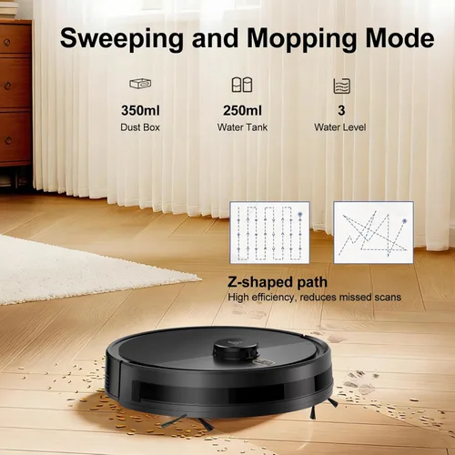 Miniatura 6 de Combo robot de aspiradora y trapeador, aspiradoras robóticas con navegación LiDAR, mapeo inteligente, fuerte succión, con WiFi/App/Alexa/control