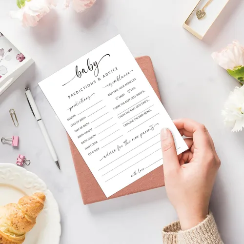 Miniatura 5 de Predicciones y tarjetas de consejos para recién nacidos, 50 tarjetas de juego para recién nacidos, consejos y deseos para nuevos padres, divertidos