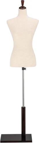 VINGLI Forma de vestido femenino, cuerpo de torso de maniquí con soporte de madera ajustable para diseño de ropa, maniquí pinable (blanco, 2-4)