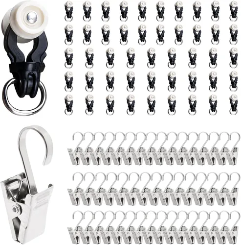 Miniatura 11 de Riel de cortina para montaje en techo, riel de cortina de techo resistente o pared de 6 pies, riel divisor de habitación blanco con clips, adecuado