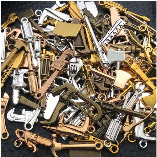 Miniatura 9 de WOCRAFT 100 piezas dijes de Navidad para hacer joyas, dijes surtidos para joyas, brazaletes y pulseras, dijes de metal mixtos a granel al por mayor