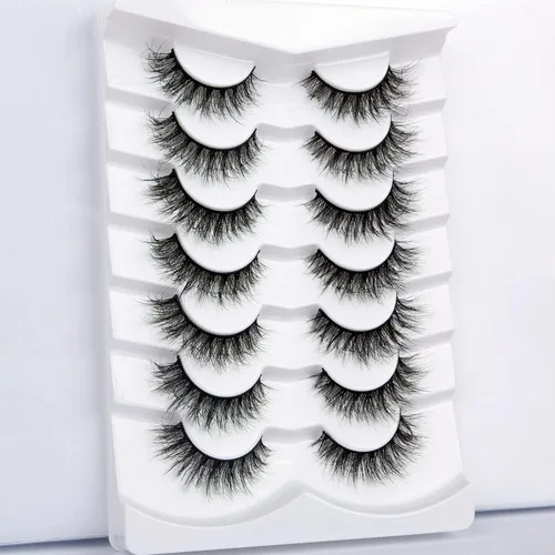 Miniatura 538 de Pooplunch - Pestañas postizas finas de visón sintético, estilo ojo de gato, naturales, cruzadas, tipo racimo, efecto 8D de volumen, tiras