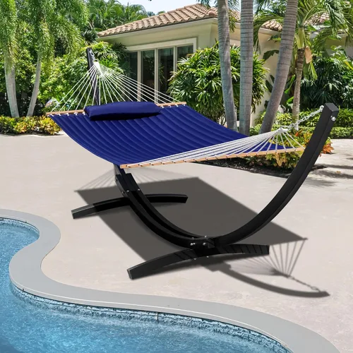 Miniatura 6 de Lazy Daze Hammocks Soporte de hamaca de arco de acero resistente de 12 pies con mosquetón y cadena, soporte curvado resistente a la intemperie