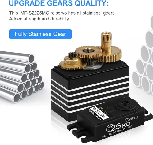 Miniatura 3 de Paquete de 55.1 lbs servomotor digital de alto par RC servo engranaje de metal completo impermeable con brazo servo 25T para RC Car Crawler Robot