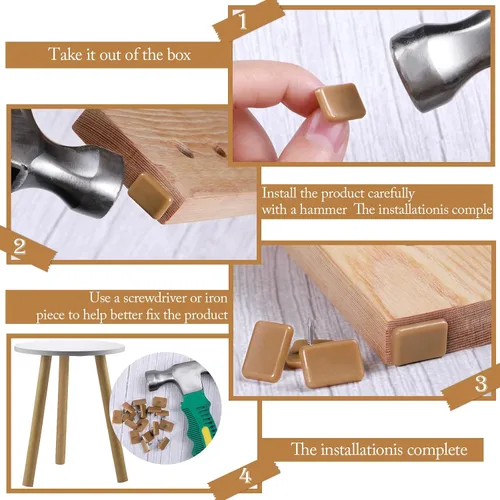 Miniatura 3 de Maitys Tapones de plástico para cajones y toboganes, para reparar cómodas, forma cuadrada y en L (30 piezas)