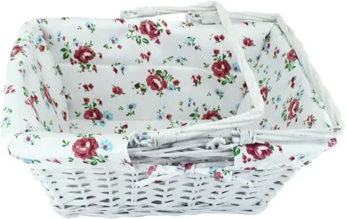 Miniatura 3 de Cesta de regalo de mimbre de color blanco con asas plegables dobles, Kingwillow (blanco)