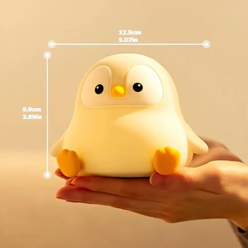 Miniatura 2 de Luz nocturna de pingüino para guardería, lámpara LED de silicona blanda, 2 niveles regulables, luz nocturna para niños, luz táctil, lámpara