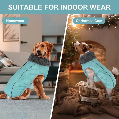 Miniatura 9 de Doglay Abrigo para Perro, Chaqueta Impermeable para Perro Abrigo de Invierno para Mascotas para Clima Frío con Cuello Peludo Grueso, Chaqueta