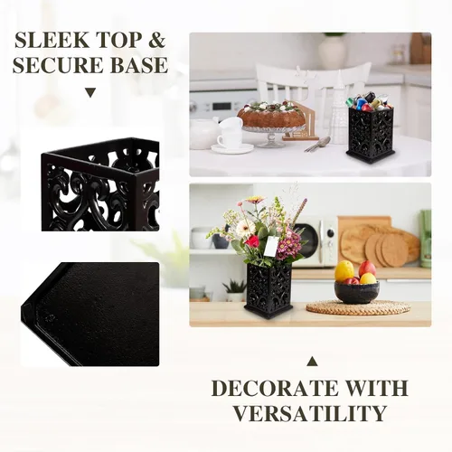 Miniatura 4 de jogreful Soporte para utensilios de cocina de hierro fundido para encimera, organizador de utensilios extra grande con base pesada, decoración