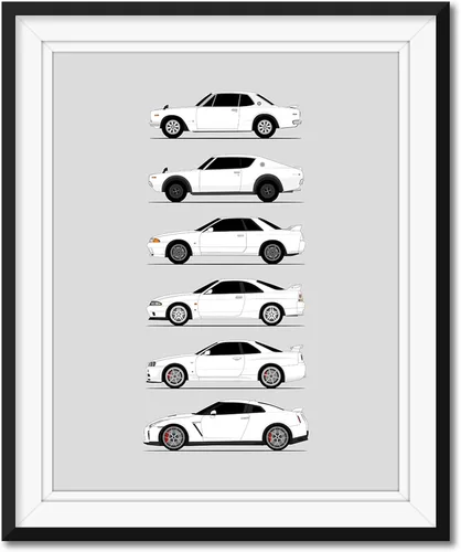 Miniatura 12 de Custom Car Posters Póster hecho a mano compatible con Nissan Skyline GT-R e impresión de Nissan Skyline GTR (KPGC10, KPGC110, R32, R33, R34, R35)