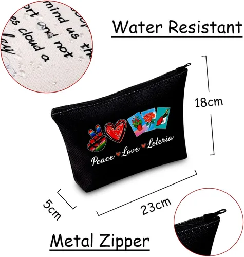 Miniatura 2 de JXGZSO Bolsa de lotería divertida bolsa de almacenamiento de bingo mexicano, regalo de lotería, paz, amor, lotería, bolsa de lona con cremallera