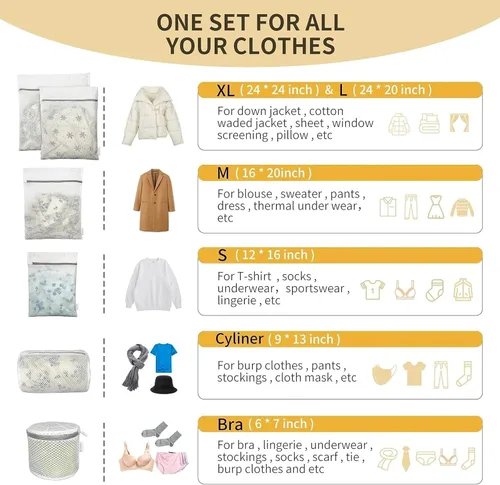 Miniatura 5 de 4 bolsas de malla de panal para ropa delicada con cremallera, bolsas de lavado de ropa para ropa interior, lencería, brasier, blusa, medias