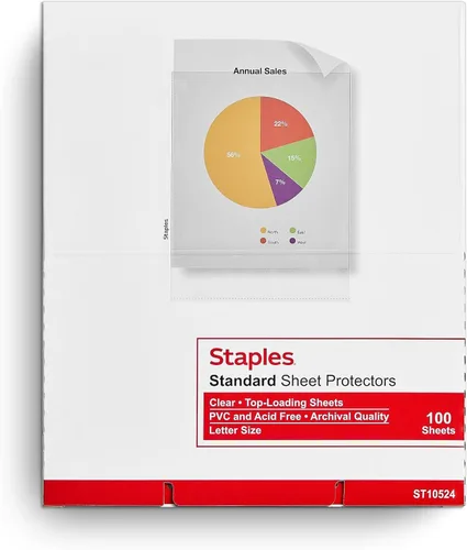 Miniatura 4 de Staples Protectores de hojas, 8.5 x 11 pulgadas, protectores de página transparentes de carga superior, 3 agujeros perforados, 2.4 mil, paquete
