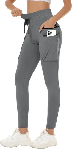 MIVEI Leggings cargo para mujer, de cintura alta, pantalones de senderismo resistentes al agua, bolsillos con cremallera, 25 pulgadas, 78