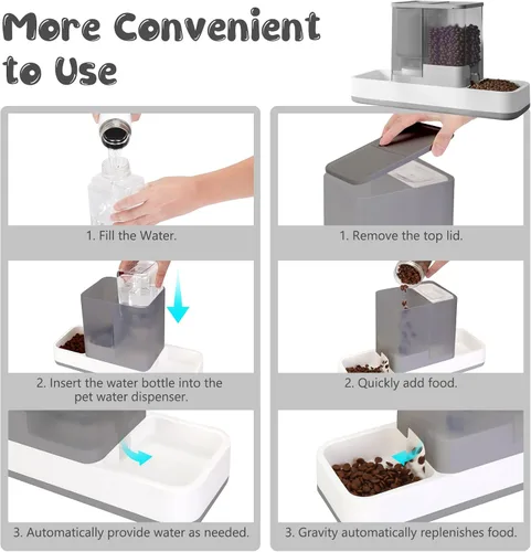 Miniatura 3 de GearRoot Alimentador automático para gatos y dispensador de agua, 2 en 1, dispensador de alimentos para mascotas por gravedad y dispensador de agua