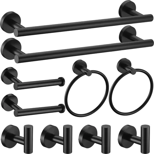 Miniatura 18 de Juego de 6 piezas de accesorios de baño de oro cepillado, anillo de toalla de mano de 16 y 23.6 pulgadas, soporte para toallas redondas, ganchos